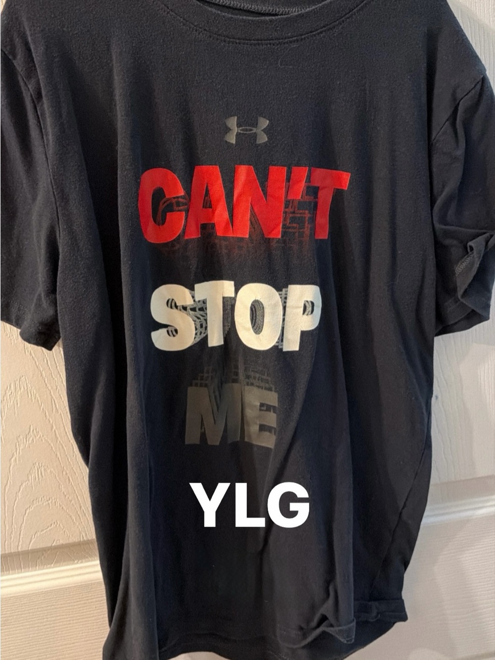 Under Armour Black Graphic 'CAN'T STOP ME' Tee with Red & White Print